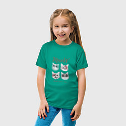 Футболка хлопковая детская KISS CATS, цвет: зеленый — фото 2