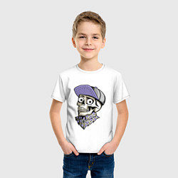 Футболка хлопковая детская Скелет в рубашке и кепке, цвет: белый — фото 2