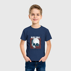 Футболка хлопковая детская Skull, цвет: тёмно-синий — фото 2
