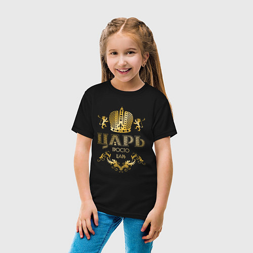 Детская футболка ЦАРЬ ЗОЛОТАЯ КОРОНА И ЛЬВЫ / Черный – фото 4