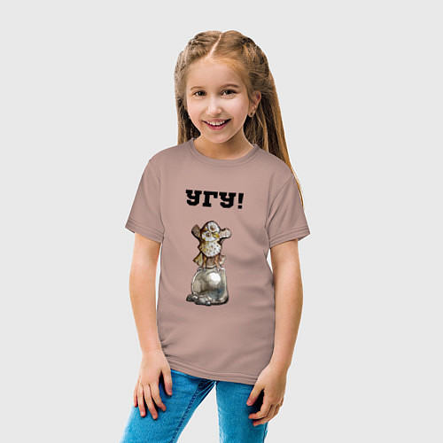 Детская футболка Угу-сова смотрит / Пыльно-розовый – фото 4