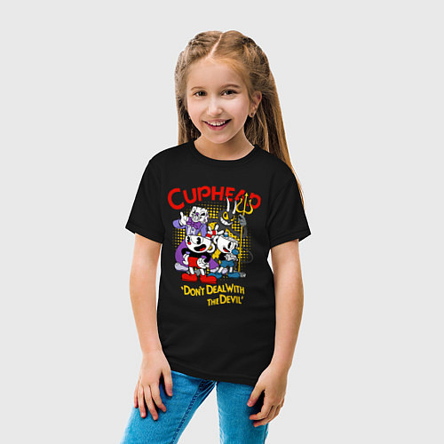Детская футболка Cuphead, главные герои / Черный – фото 4
