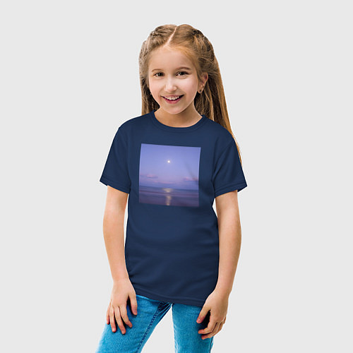 Детская футболка Луна и море / Тёмно-синий – фото 4