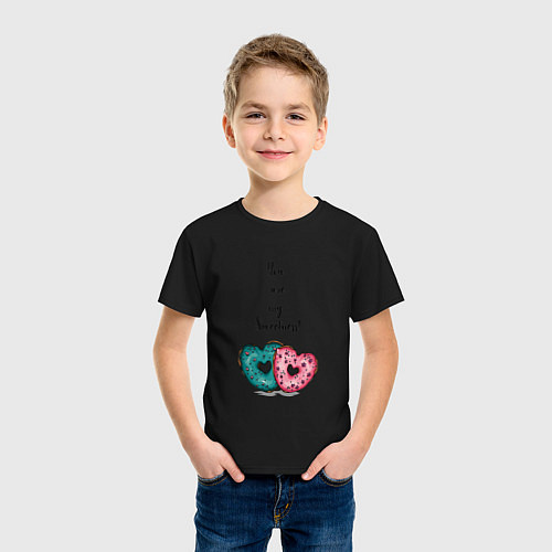 Детская футболка Пончики сердце / Черный – фото 3