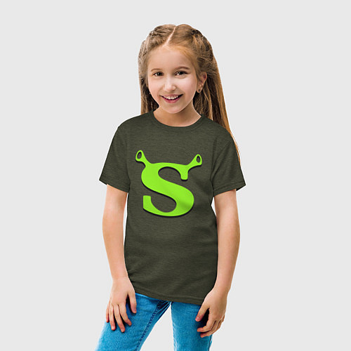 Детская футболка Shrek: Logo S / Меланж-хаки – фото 4