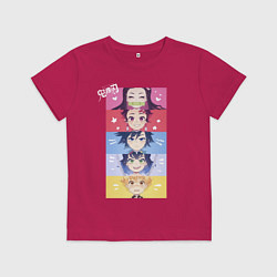 Футболка хлопковая детская Клинок, рассекающий демонов ГЕРОИ, цвет: маджента