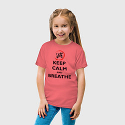 Футболка хлопковая детская KEEP CALM and BREATHE, цвет: коралловый — фото 2