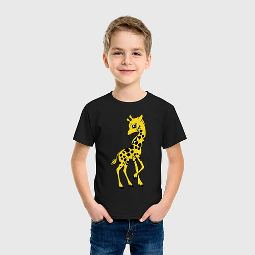 Детская футболка Маленький жираф / Черный – фото 3