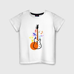 Футболка хлопковая детская Цветная гитара, цвет: белый