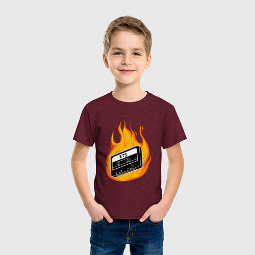 Детская футболка BTS HOT БТС / Меланж-бордовый – фото 3