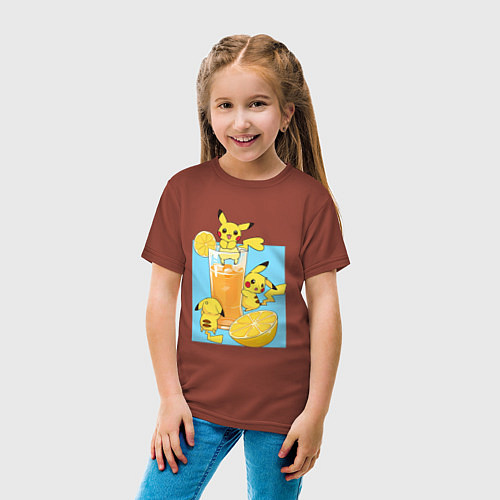 Детская футболка Пикачу в лимонаде / Кирпичный – фото 4