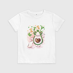 Футболка хлопковая детская Авокадо Kitty, цвет: белый