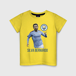 Футболка хлопковая детская Silva Bernardo Манчестер Сити, цвет: желтый