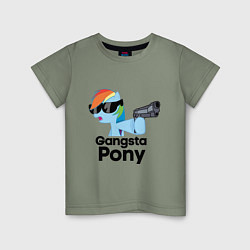 Футболка хлопковая детская Gangsta pony, цвет: авокадо