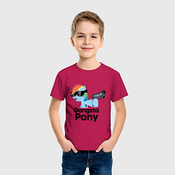Футболка хлопковая детская Gangsta pony, цвет: маджента — фото 2
