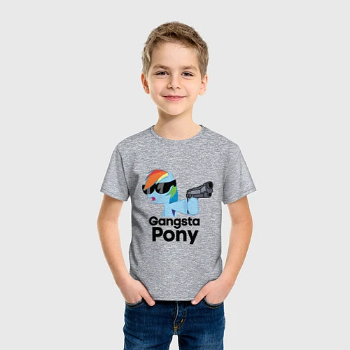 Детская футболка Gangsta pony / Меланж – фото 3