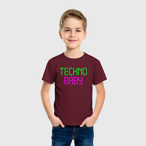 Детская футболка Techno baby / Меланж-бордовый – фото 3