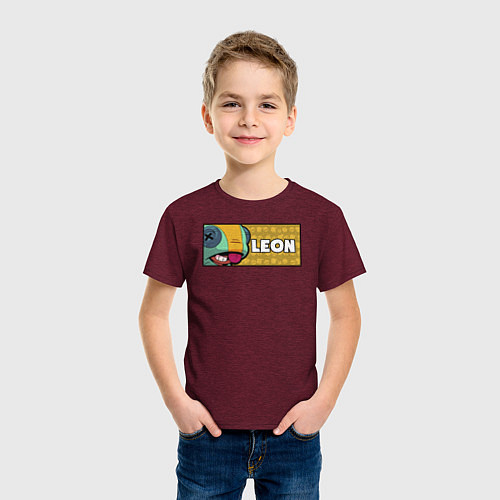 Детская футболка LEON ПЛАШКА / Меланж-бордовый – фото 3