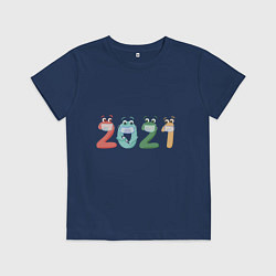 Футболка хлопковая детская Двадцать первый год, цвет: тёмно-синий