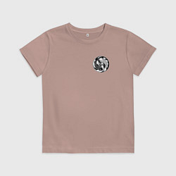 Футболка хлопковая детская Инь янь, цвет: пыльно-розовый