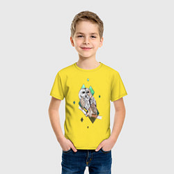 Футболка хлопковая детская Owl rhombus, цвет: желтый — фото 2