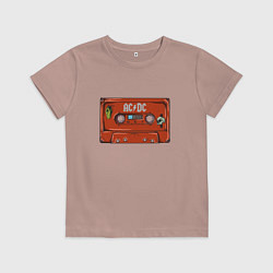 Футболка хлопковая детская Кассета AC DC, цвет: пыльно-розовый