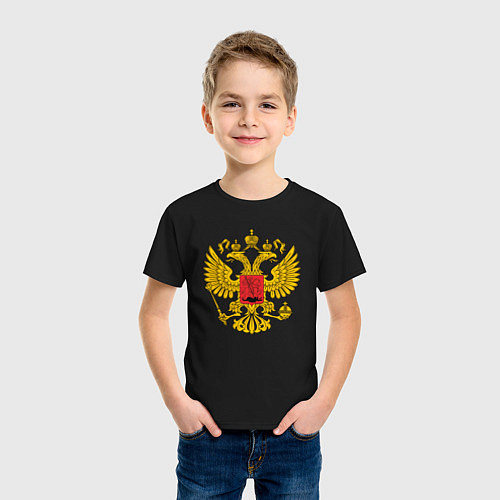 Детская футболка ГЕРБ РОССИИ RUSSIA / Черный – фото 3