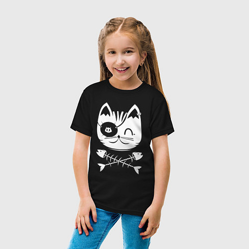 Детская футболка Кот пират / Черный – фото 4