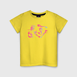 Футболка хлопковая детская Русалки градиент, цвет: желтый