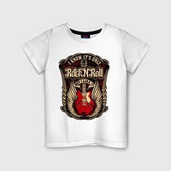Футболка хлопковая детская Гитара и крылья РОК, цвет: белый