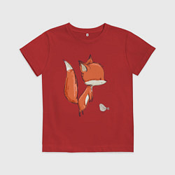 Футболка хлопковая детская Лисичка и птичка, цвет: красный