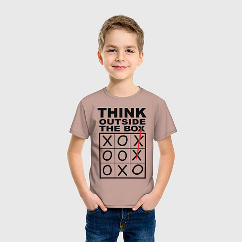 Детская футболка THINK OUTSIDE THE BOX / Пыльно-розовый – фото 3