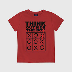 Футболка хлопковая детская THINK OUTSIDE THE BOX, цвет: красный