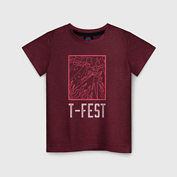 Футболка хлопковая детская T-FEST, цвет: меланж-бордовый