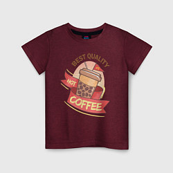 Футболка хлопковая детская Hot Coffee, цвет: меланж-бордовый