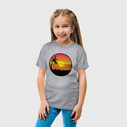 Футболка хлопковая детская Закат солнце на пляже, цвет: меланж — фото 2