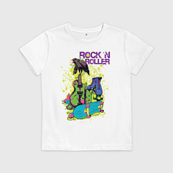 Футболка хлопковая детская РОК-Н-РОЛЬЩИК, цвет: белый
