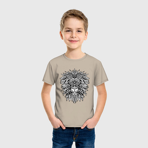 Детская футболка Голова Льва с узором Мандала / Миндальный – фото 3