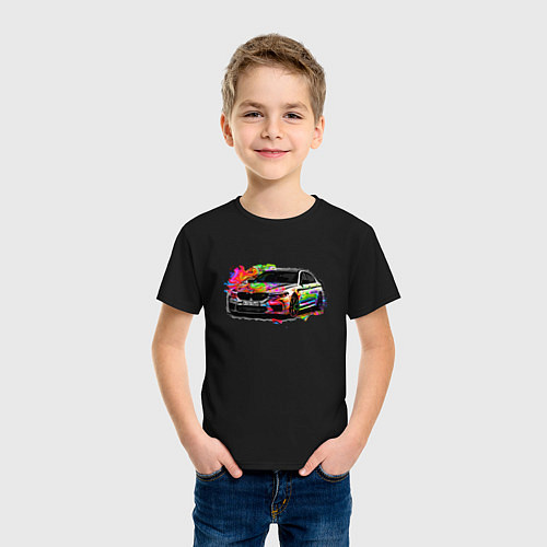 Детская футболка Красивая машина / Черный – фото 3