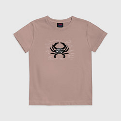 Футболка хлопковая детская Пляжный краб, цвет: пыльно-розовый