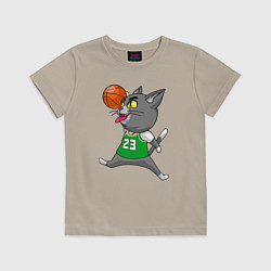 Футболка хлопковая детская Jordan Cat, цвет: миндальный