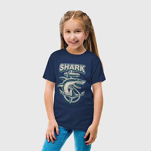 Детская футболка Акула / Тёмно-синий – фото 4