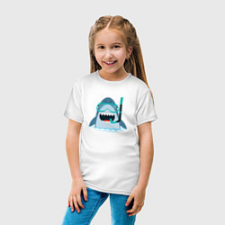 Футболка хлопковая детская Акула дайвер, цвет: белый — фото 2