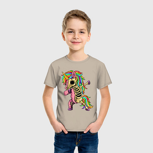 Детская футболка Единорог зомби dab / Миндальный – фото 3