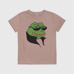 Футболка хлопковая детская Лягушонок Пепе, цвет: пыльно-розовый