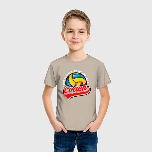 Детская футболка Волейбол - Тренер / Миндальный – фото 3
