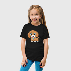 Футболка хлопковая детская Собачка с бантиком, цвет: черный — фото 2