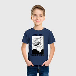 Футболка хлопковая детская Позвони мне сатору годзе, цвет: тёмно-синий — фото 2
