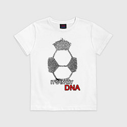 Футболка хлопковая детская FOOTBALL IN MY DNA, цвет: белый