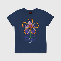 Футболка хлопковая детская Flower carabiners, цвет: тёмно-синий